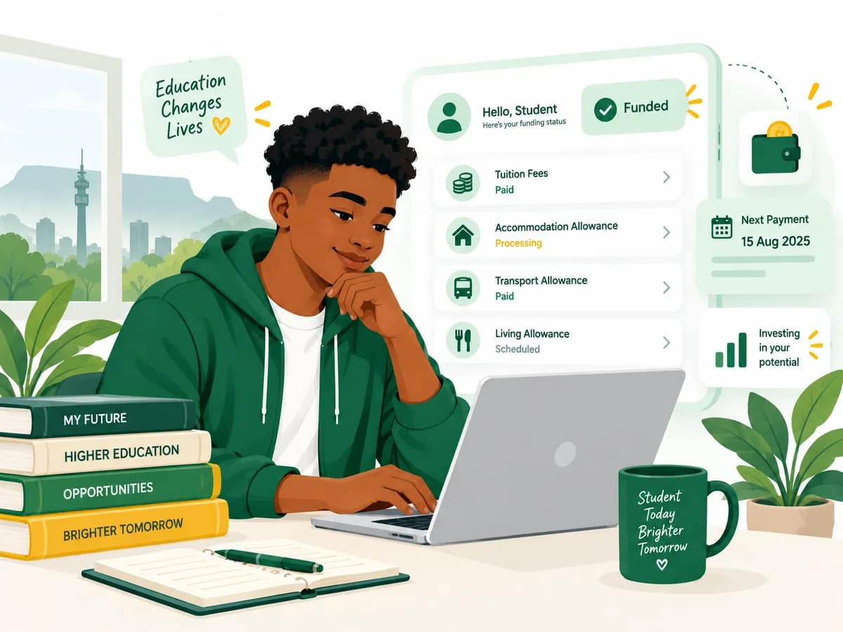 Student checking NSFAS funding status and allowance information online